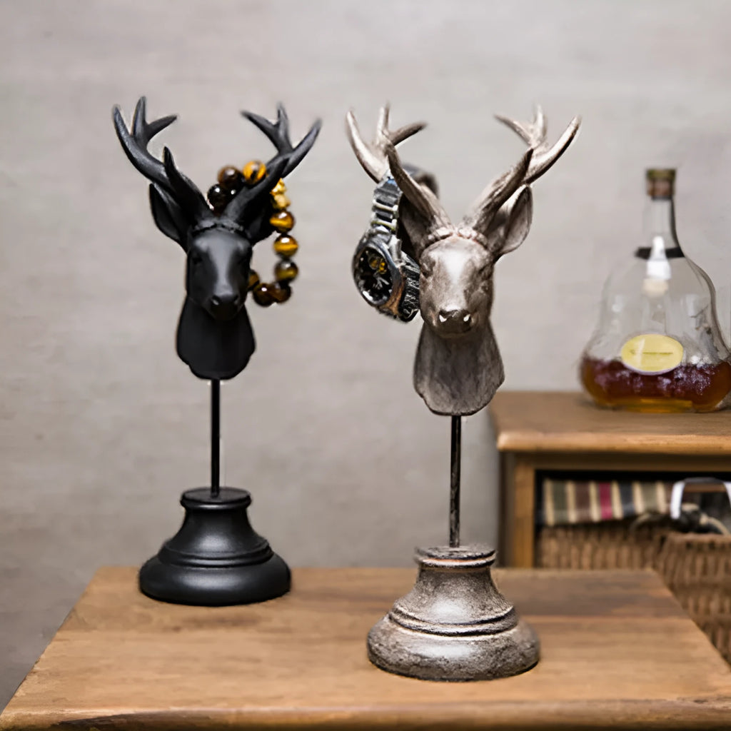 Natural resin animal figurine home decoration in black, white, or wood colour, 32cm tall