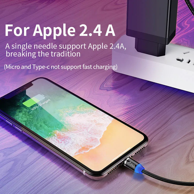 Magnetic USB charging cable with detachable magnetic heads for Android, Apple iPhone and TYPE-C devices