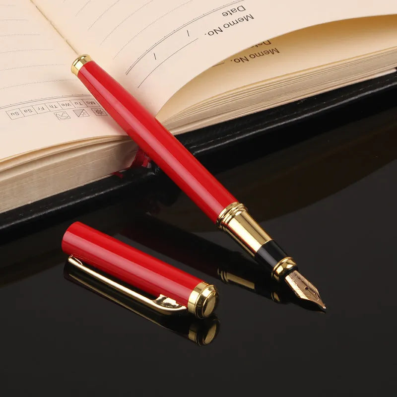 Metal fountain pen with 0.5mm iridium nib in red and black colour options