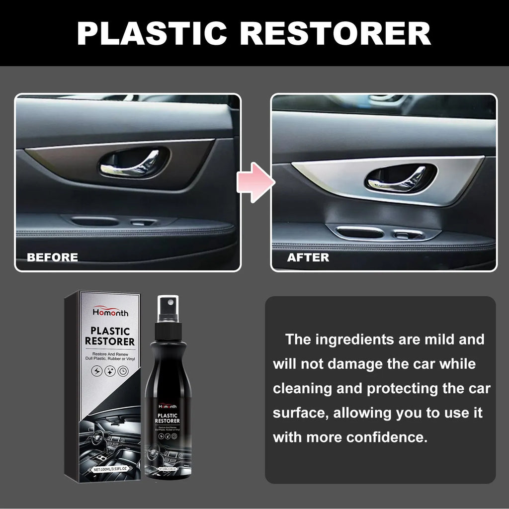 100ml car plastic renovation agent set with sponge and cloth for automotive interior plastic cleaning