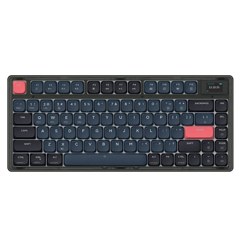 Ajazz AK832PRO three-mode mechanical keyboard in green colour with RGB lighting and compact 81-key layout.