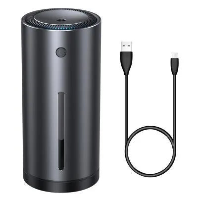 Black car diffuser humidifier with aluminium alloy body and USB power connection for air purification
