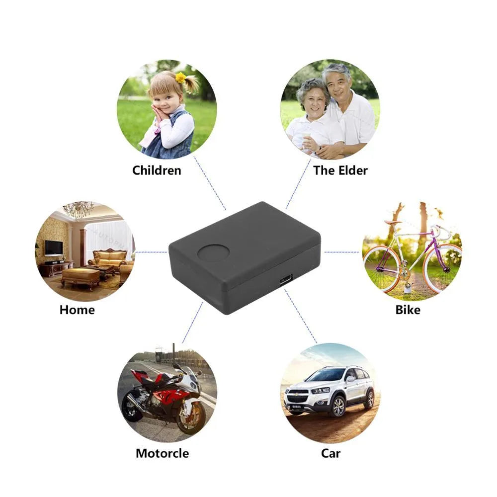 Black N9 mini GPS tracker and car alarm unit with open back cover showing SIM slot.