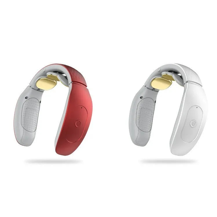Small red or white handheld intelligent cervical massager with battery and computer controls.