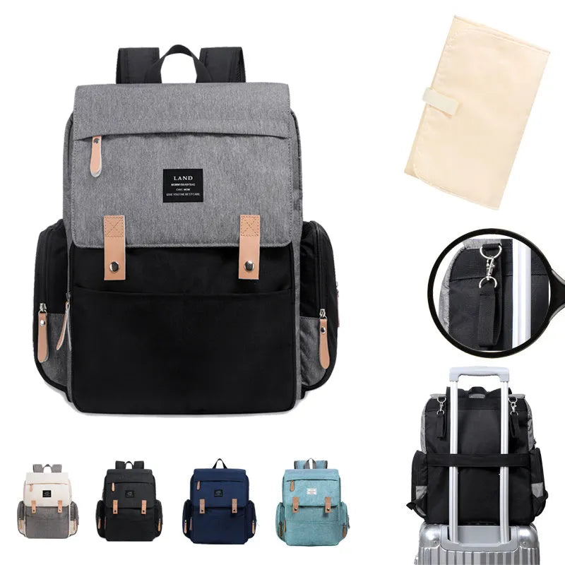 LAND Mommy large oxford cloth diaper backpack with changing mat in multiple colour options