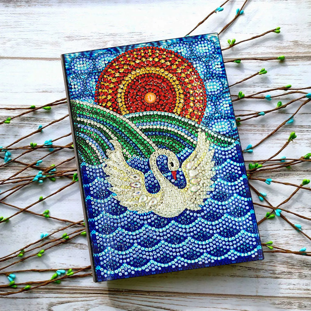 A5 Diamond Painting Notebook in black with decorative elements, 142x207x8mm