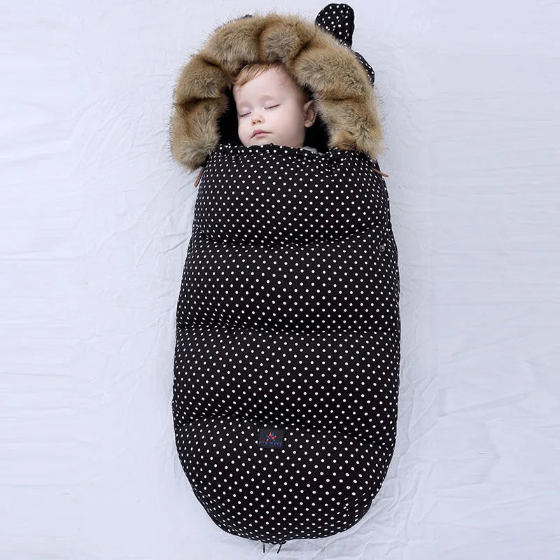 Baby warm sleeping bag in cocoon style for children 1-3 years, cotton blend with flannel lining, solid colour, detachable and washable