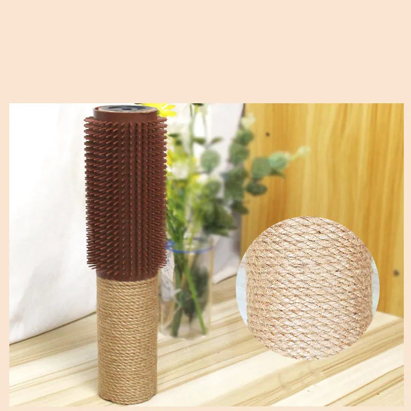 Brown sisal cat scratching post measuring 30cm tall on a floor
