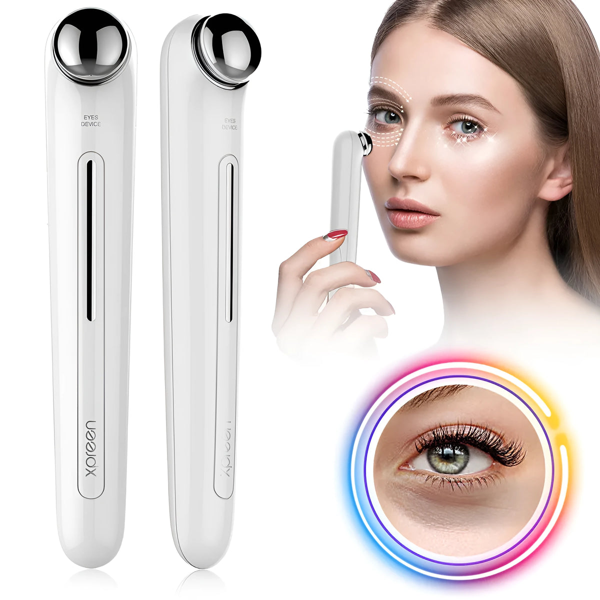 White portable eye massager, 148 * 24.5 * 23mm, induction strip, hand-held eye cream aid
