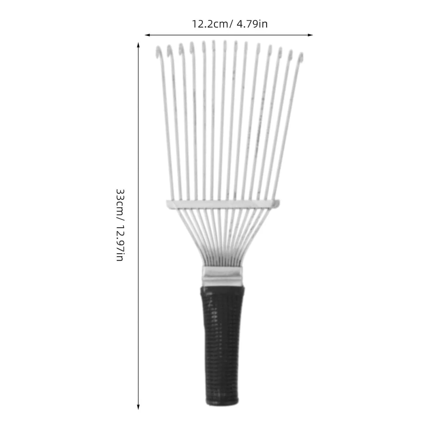 Black stainless steel grooming rake comb for dogs and horses measuring 33cm