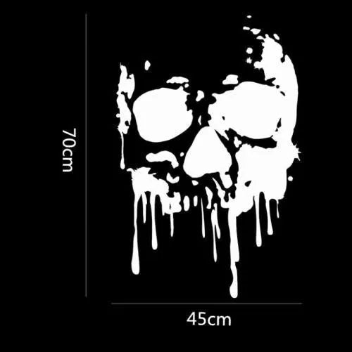Skull bumper sticker with butterfly fairy design in black on white background