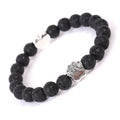 Tigereye Indian agate dog's paw beaded bracelet with geometric design