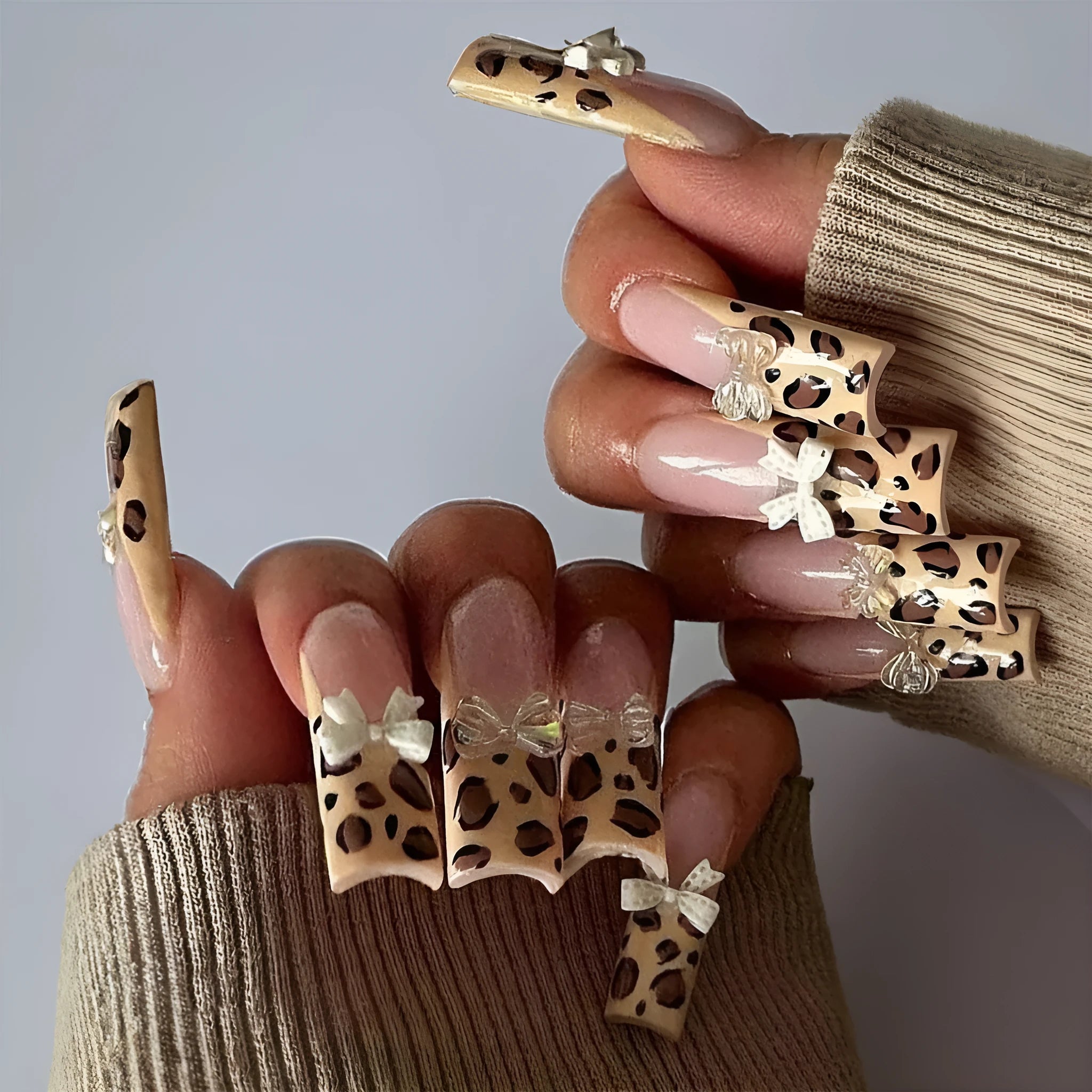 Leopard print butterfly nail art decorative pieces in WM296 colour for manicure application