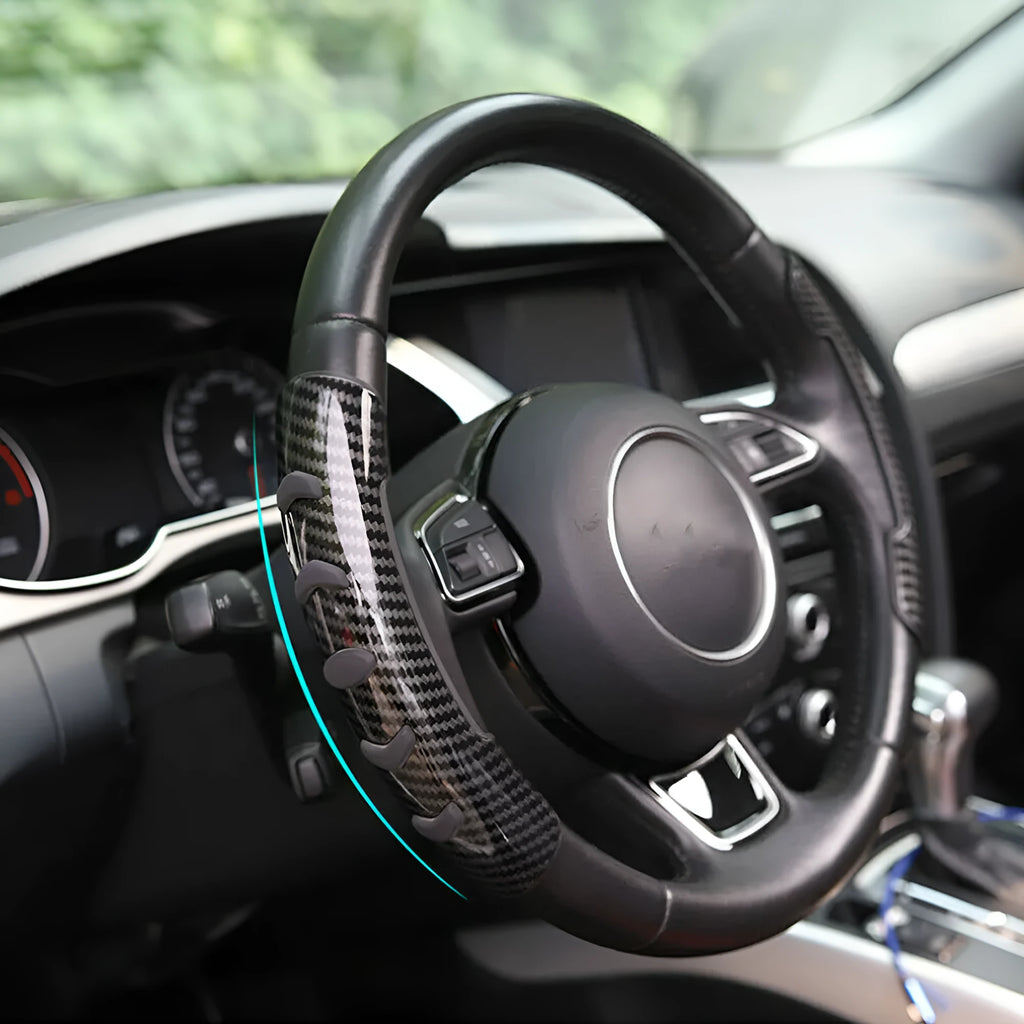 Carbon fibre black anti-skid steering wheel sleeve for 38cm diameter