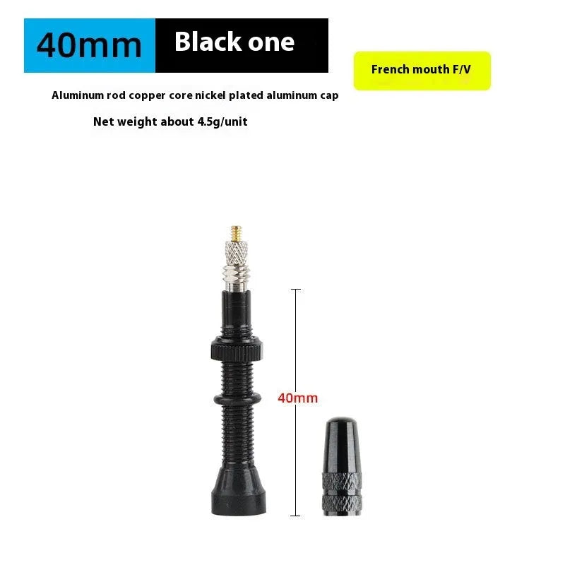 Bicycle vacuum inner tube valve core with aluminium cover and copper core in 40mm to 120mm lengths