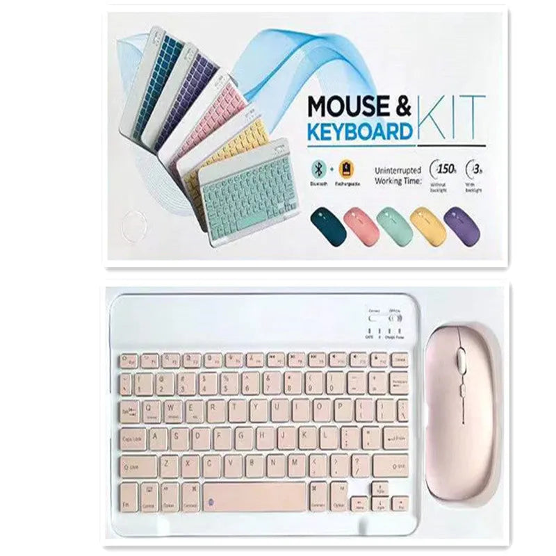 10-inch Bluetooth wireless keyboard and mouse set in various colour options with connectivity accessories
