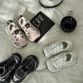 Breathable PU leather mesh casual shoes in beige, black and pink colours
