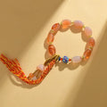 Agate Tibetan bracelet with lily motif, flower and geometry shape, unisex national style, Z009 colour