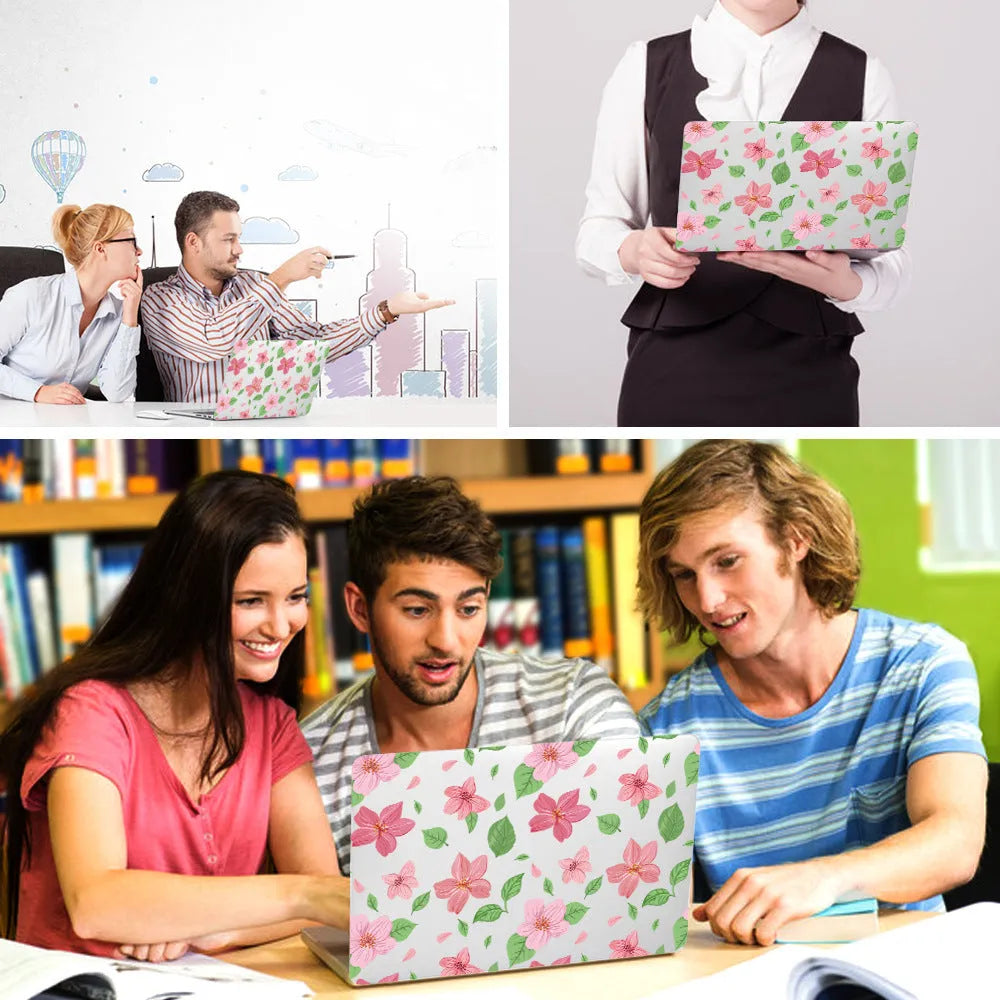 Plastic laptop protective shell with floral design for MacBook 11air and 12retina models