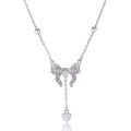 S925 pure silver butterfly heart pendant on adjustable O-ring chain necklace