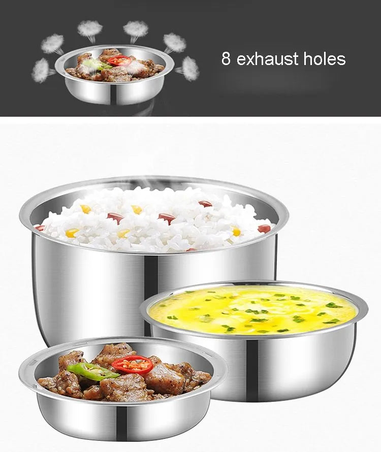 USB electric lunch box showing two-layer and three-layer capacity options with 200W heating power