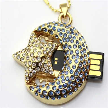 Silver metal Jewellery Xingyue creative design USB flash drive.