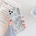 Leaf flower phone case for iPhone, TPU back cover, geometric design, simple style, 3 colours