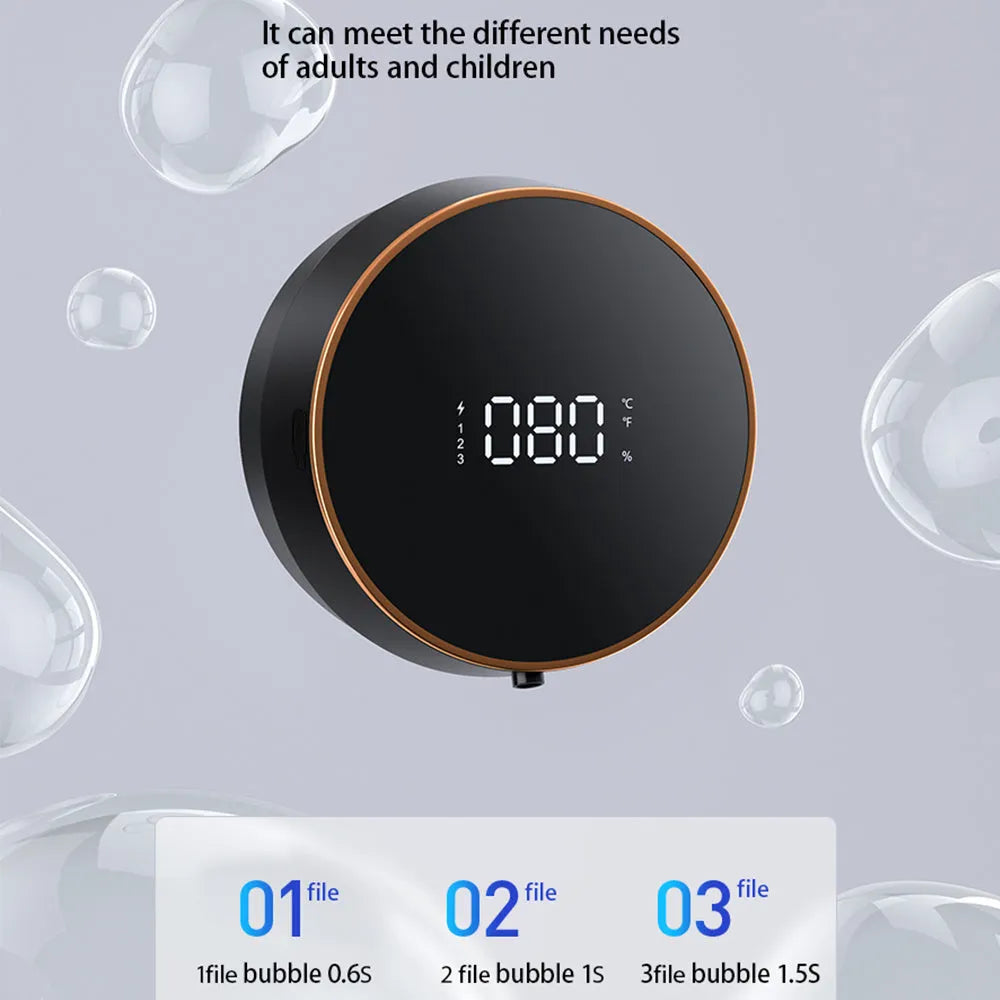 Black and white smart auto-sensing foam dispenser with USB charging port for wall mounting