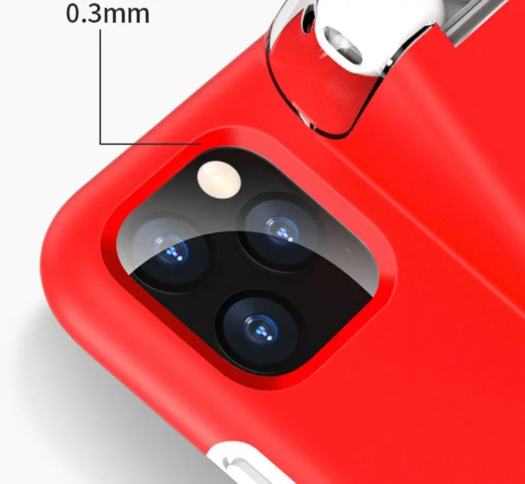 2-in-1 black edge case cover holding iPhone and AirPods charging case in matte acrylic and silicone