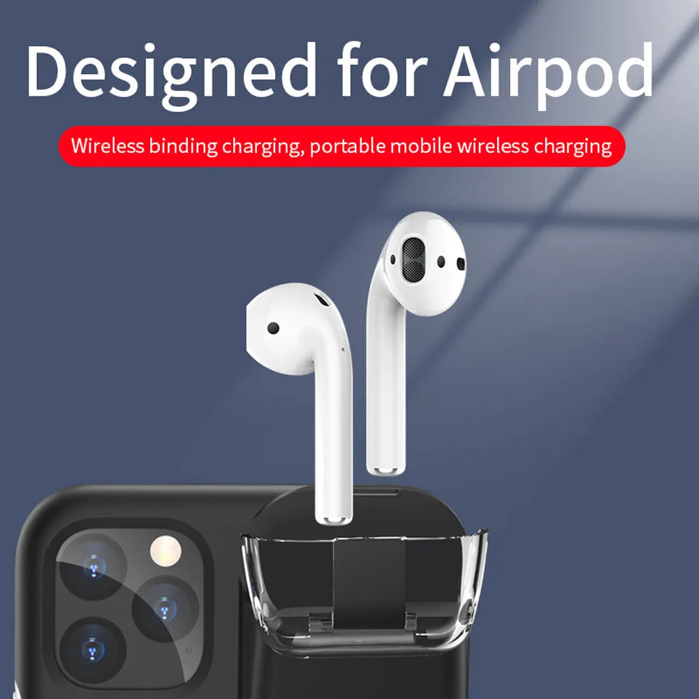 2-in-1 black edge case cover holding iPhone and AirPods charging case in matte acrylic and silicone