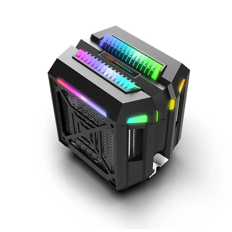Touteng T400 CPU cooler with four copper heat pipes and ARGB fan, black and silver aluminium fins