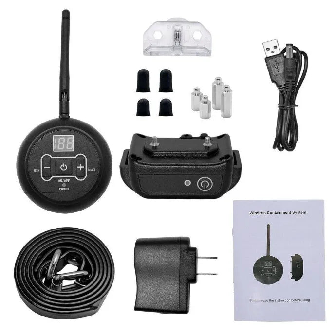 Pet wireless trainer and bark stop device with digital display transmitter and waterproof rechargeable receiver for dogs