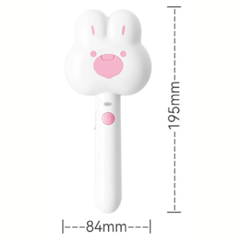 Cartoon design cat steam brush grooming tool with long handle and rounded brush teeth