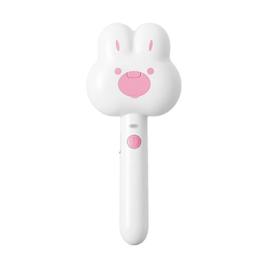Cartoon design cat steam brush grooming tool with long handle and rounded brush teeth