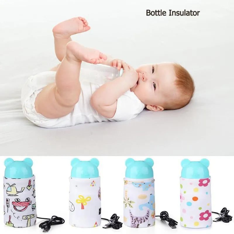 USB baby bottle warmer in cotton spandex fabric with carbon fibre heating element, 28 cm length