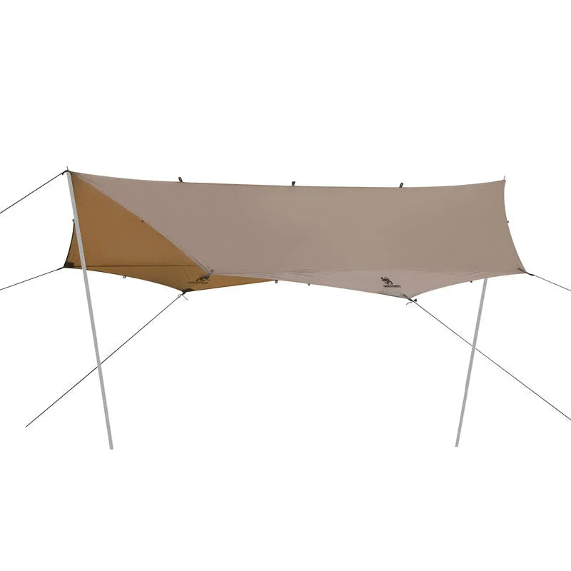 Brown nylon butterfly leisure awning measuring 4x4m for camping and barbecue shade