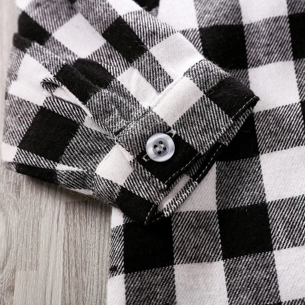 Baby striped plaid onesie jumpsuit for newborn in green colour with long sleeves
