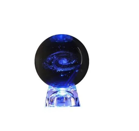 Galaxy Crystal Ball K9 crystal sphere in 60mm, 80mm or 100mm with luminous LED or solar LED base option