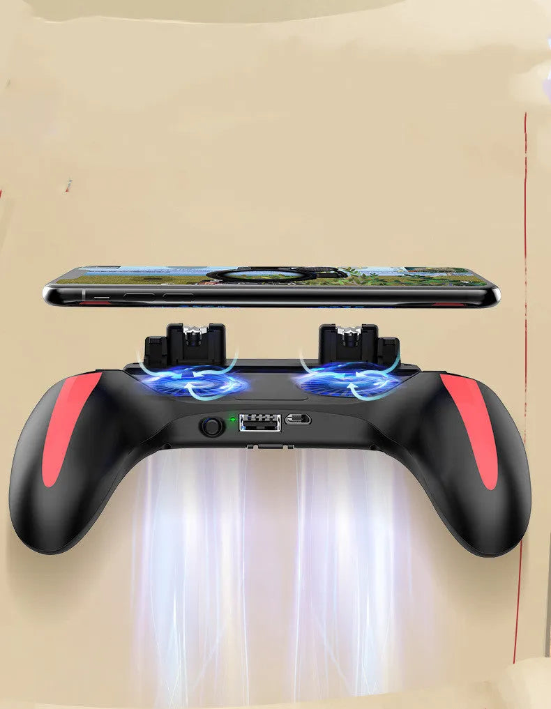 H10 mobile game cooling controller with touch screen and built-in power bank for phones.