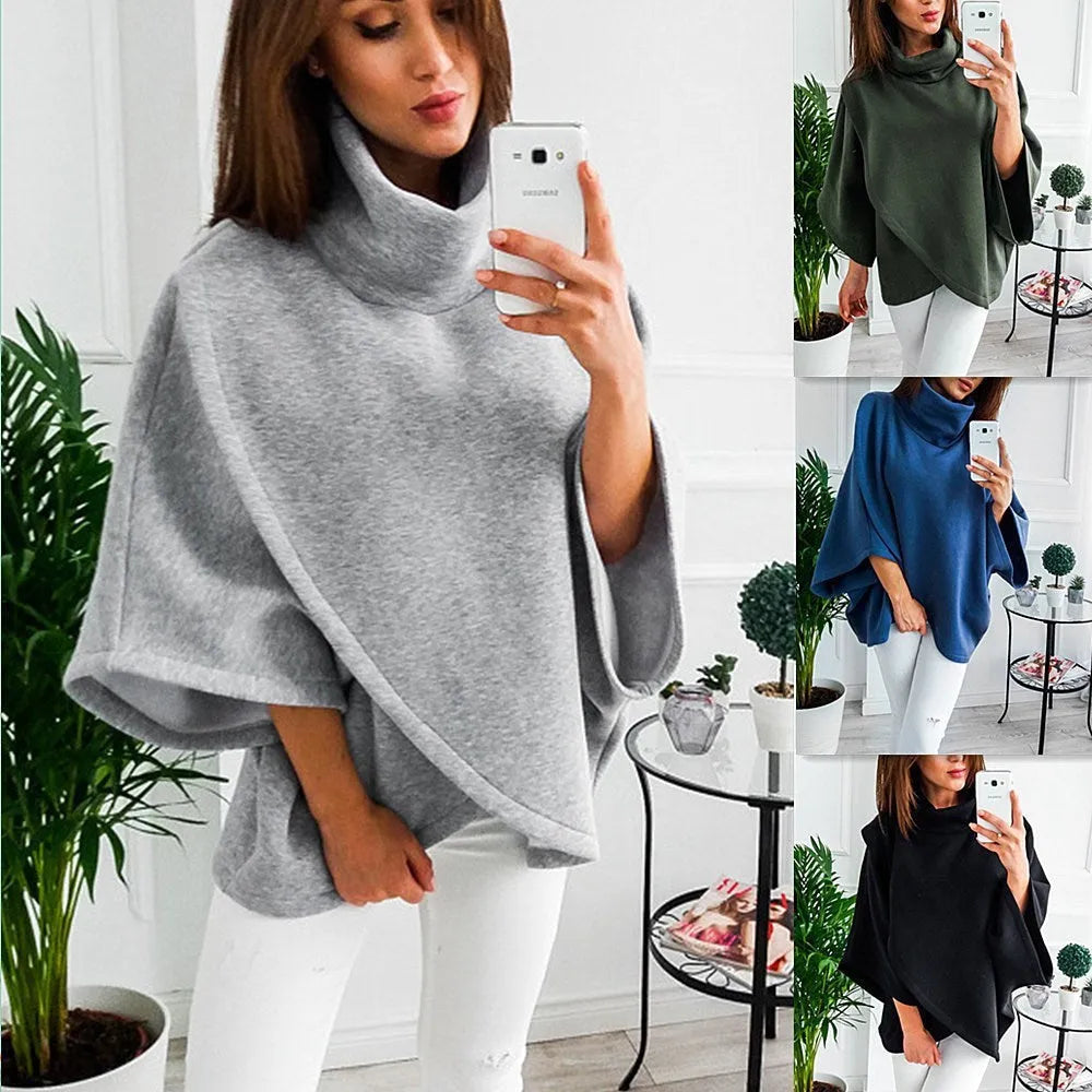 Women's long black batwing sleeve cardigan sweatshirt with button front and stitch detail
