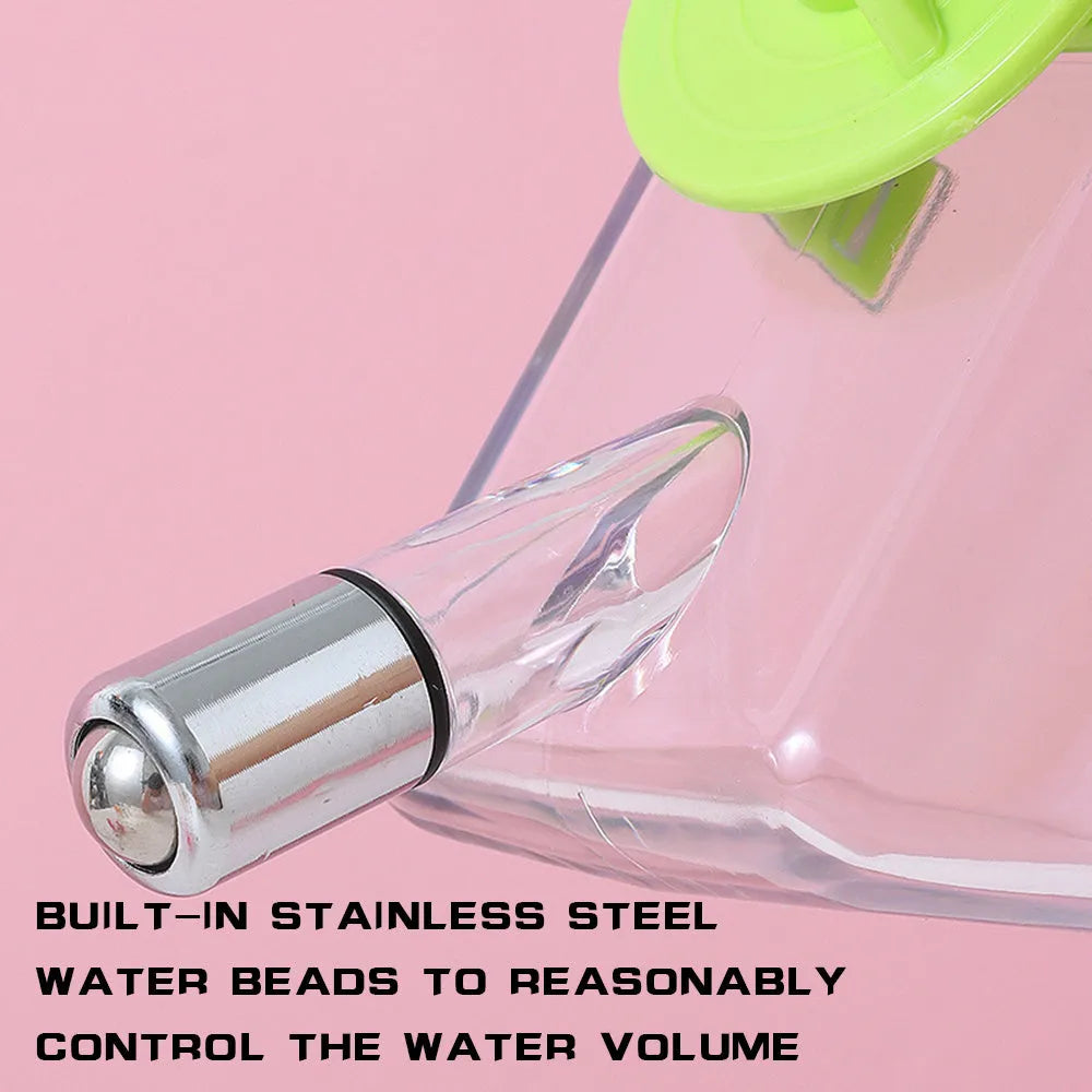 No drip dog kennel water bottle dispenser in blue, green, pink, or yellow, BPA-free plastic, for crates and cages