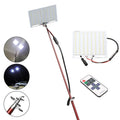 White LED fishing rod light on telescopic pole with remote controller for outdoor use