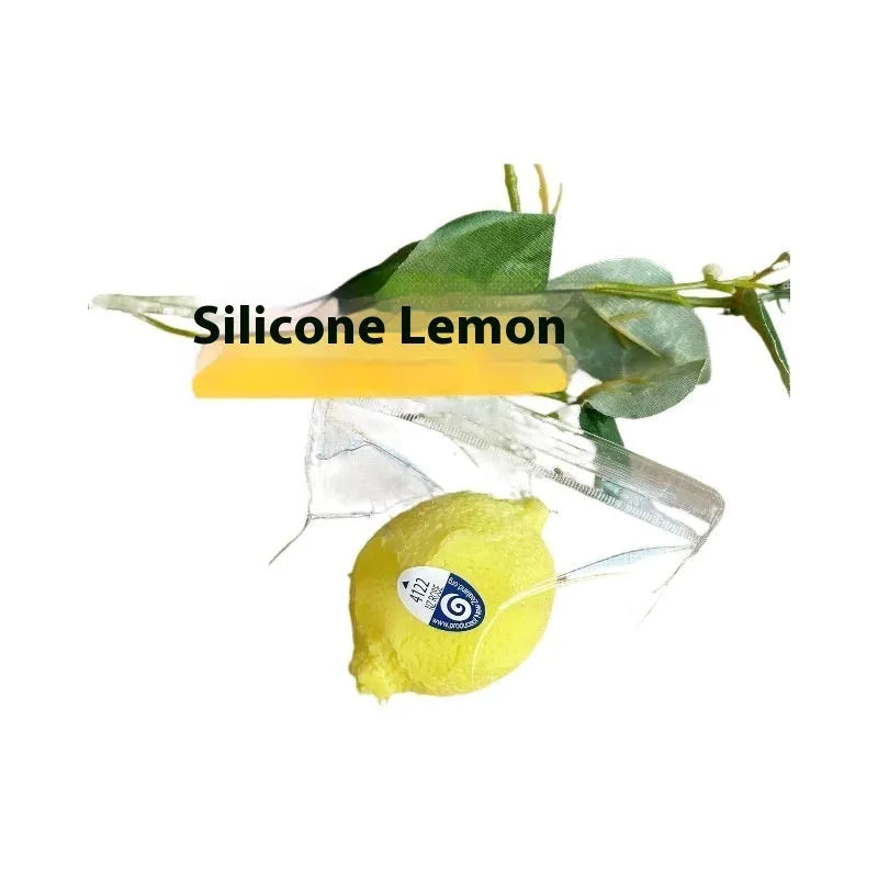 Silicone lemon squeezing toy in silicone lemon colour for pressure reduction and grasp training