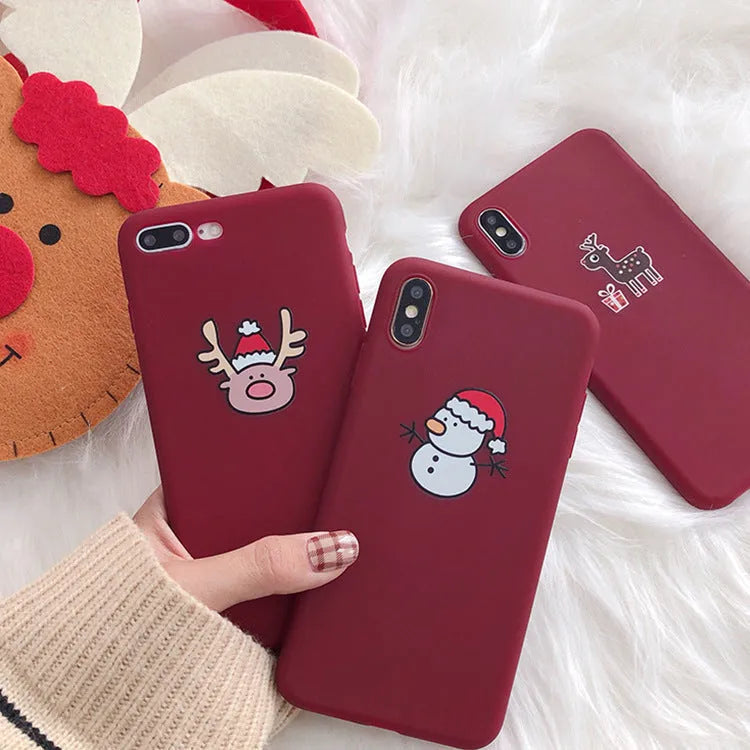 Christmas frosted TPU phone case with elk design for iPhone