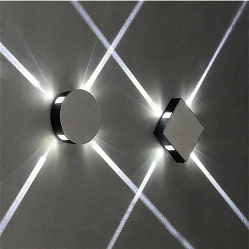 Modern square and round LED aluminium wall light in warm white and cool white options