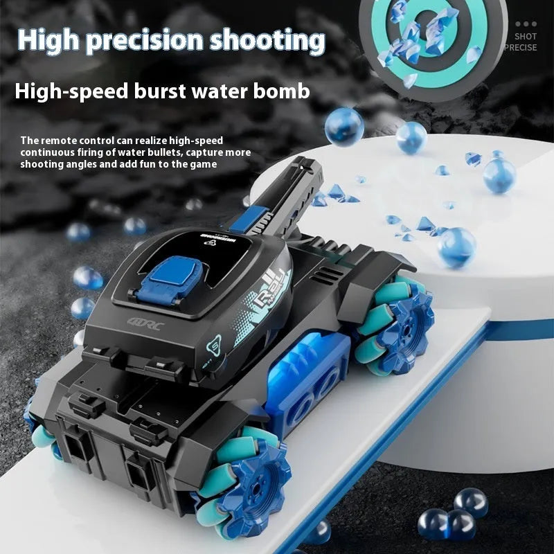 Y1 four-wheel drive gesture sensor tank toy car in red or blue with music, light, and water bomb tank design