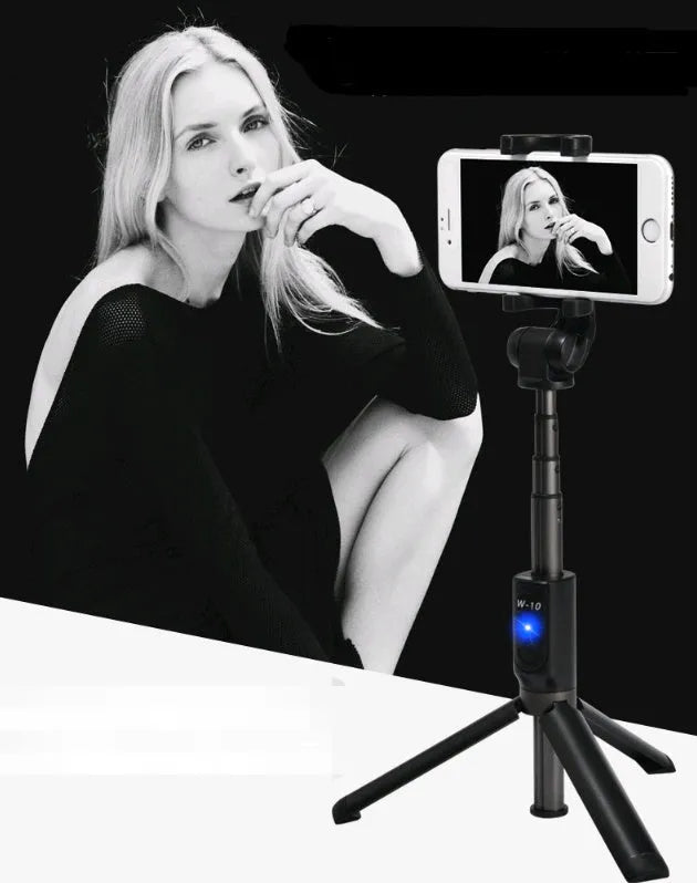 Aluminium alloy Bluetooth selfie stick with tripod legs and remote control for smartphones