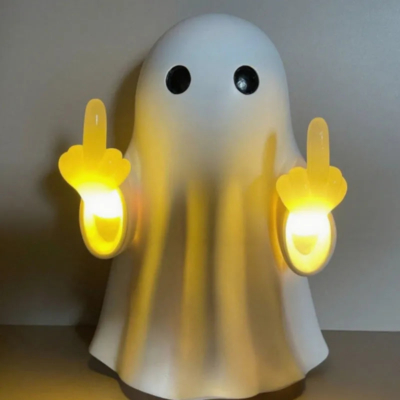 Small white ghost statue night lamp with modern design for Halloween decoration measuring 19.85cm tall