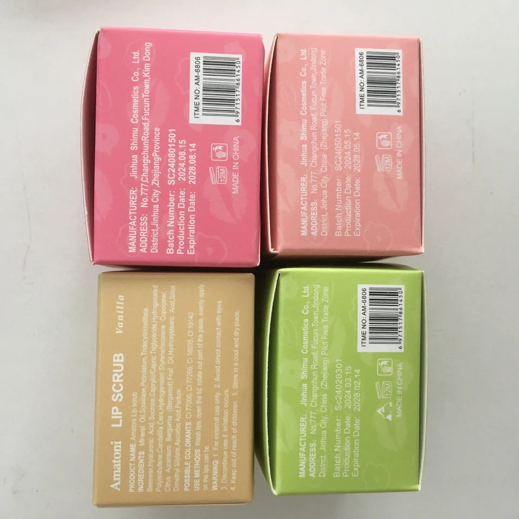 Amatoni 30g fruit flavour lip scrub cream in coconut, raspberry, vanilla or watermelon