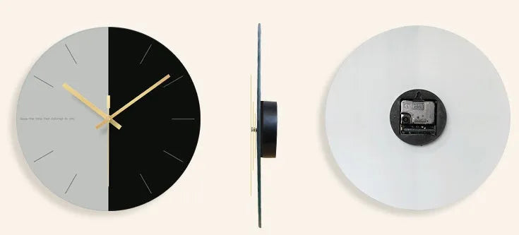 Minimalist transparent wall clock with tempered glass face measuring 29.5cm in diameter